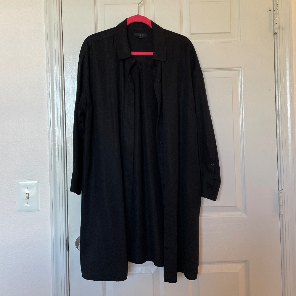 Cos Oversized Black Tunic Button Down Size 12 - image 1